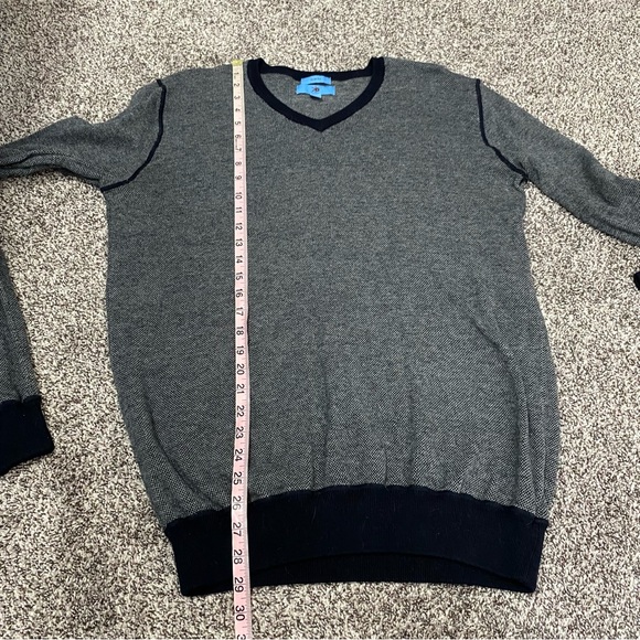 Egara Slim Fit Blue Knit Cashmere Blend V-Neck Men’s XLT - Picture 6 of 6